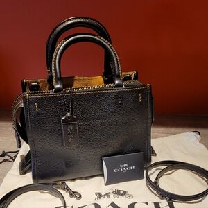 Coach Black and Tan Leather Satchel